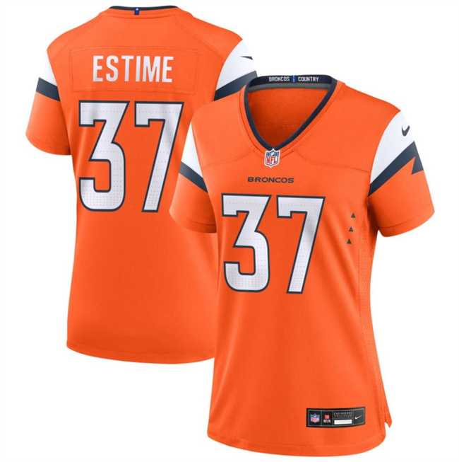 Womens Denver Broncos #37 Audric Estime Orange 2024 Football Stitched Jersey Dzhi